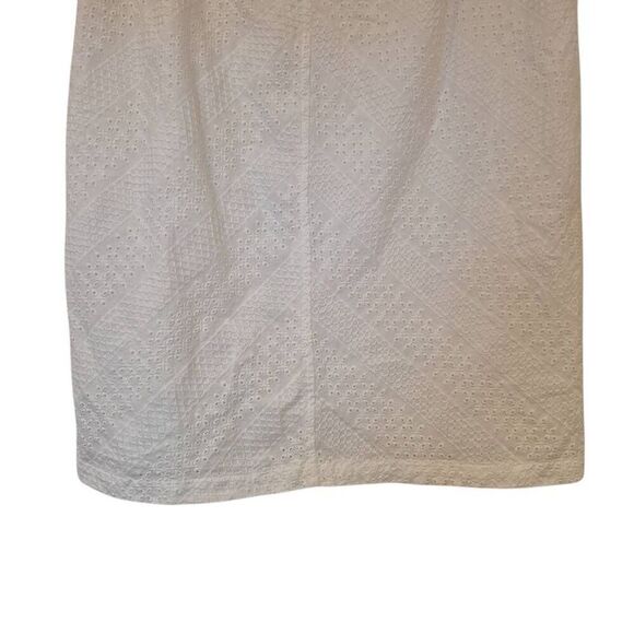 Liz Claiborne Women's White Cotton Eyelet Lined Straight Pencil Skirt - Picture 3 of 8